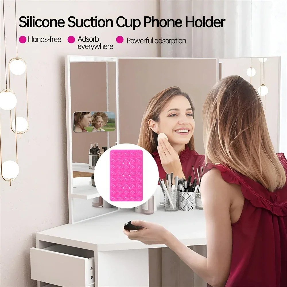 Double Sided Suction Cup Phone Holder Silicone Suction Cup Phone Mount Stand for IPhone 15/14/13/12/11 Multipurpose Portable