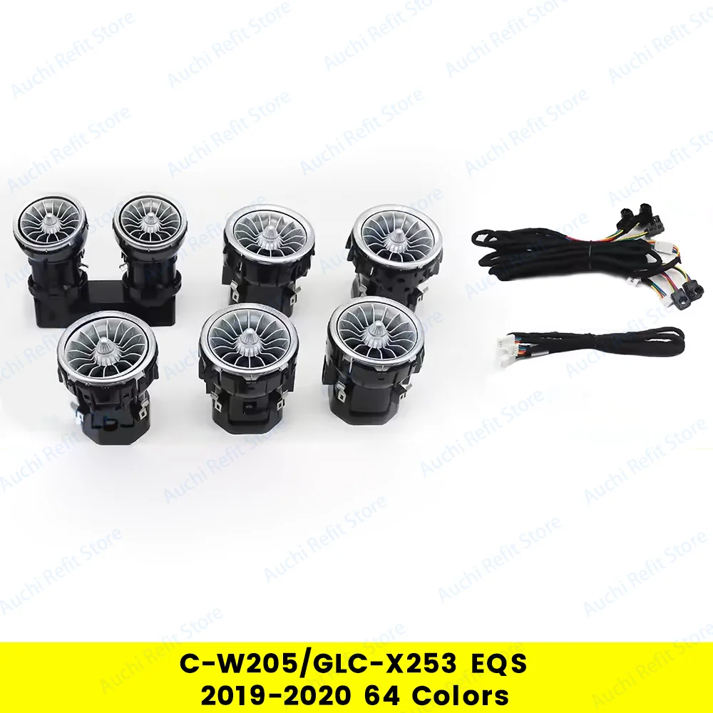 3/64 Kleurrijke LED-luchtuitlaten voor Mercedes-Benz C GLC Klasse W205 X253 W213 W222 W117 X156 W176 Turbo Nozzle Sfeerverlichting