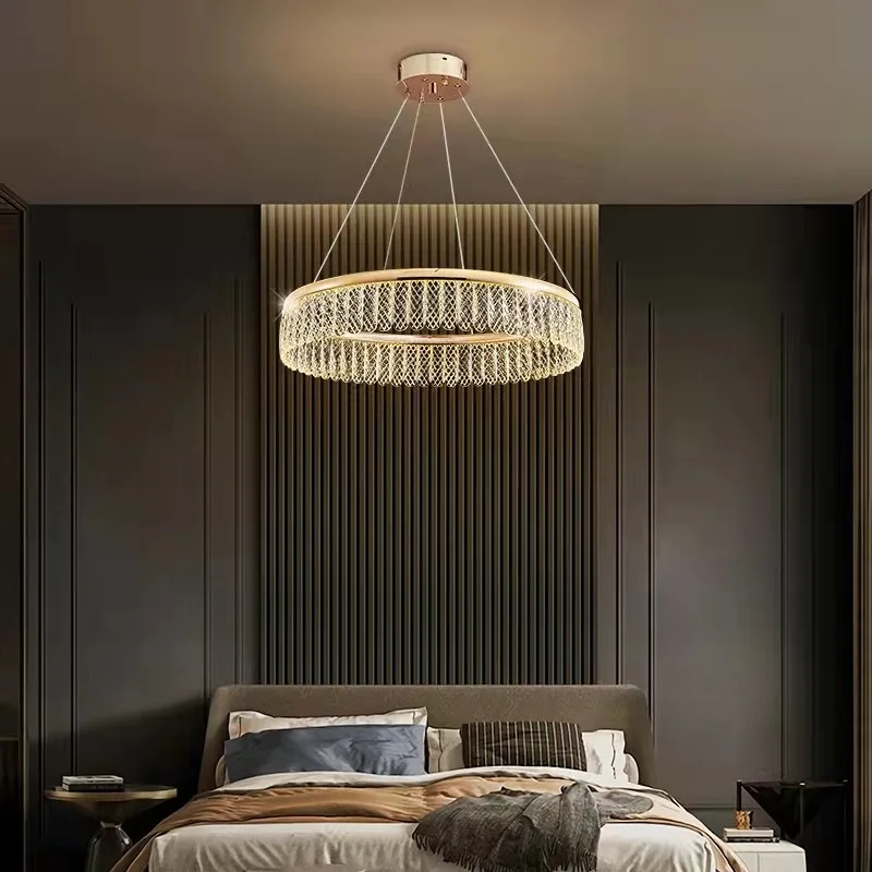 Luxury Modern Crystal LED Chandelier Atmosphere Italian Circle Lustre Pendant Light Home Decor Bedroom Closets Hanging Lamp