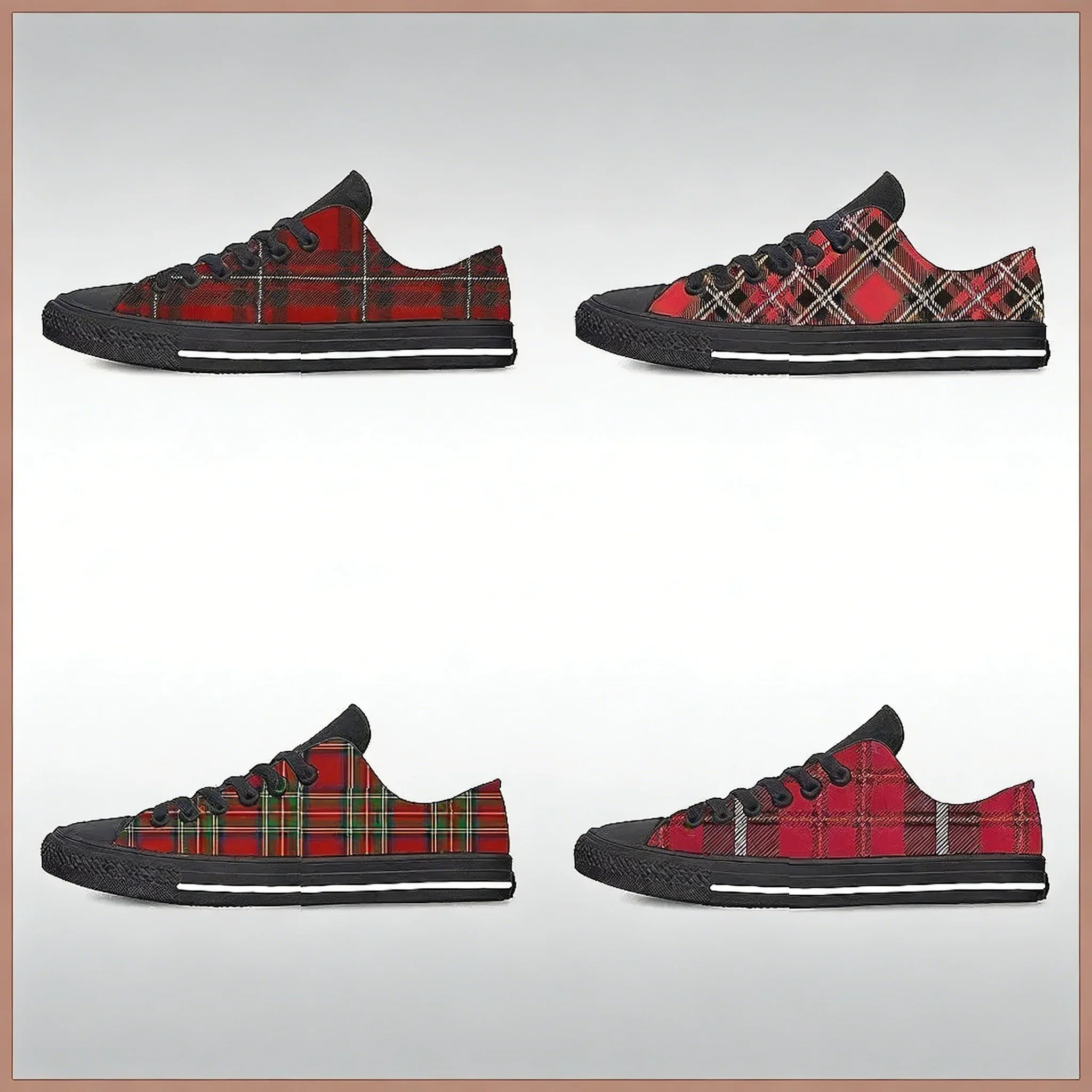 

Scottish Tartan Sneakers: 3D Print Lightweight Breathable Casual Shoes for Men & Women