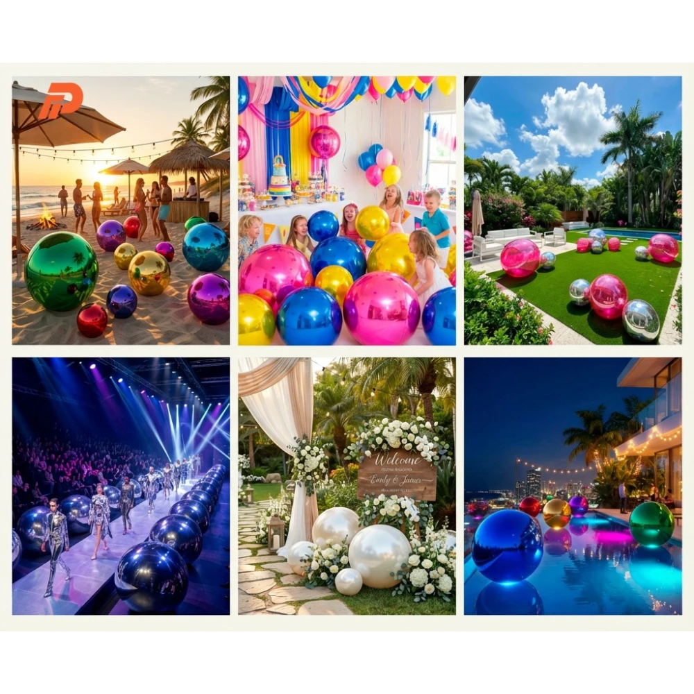 Indoors Outdoors Double Layer PVC Mirror Balloon Inflatable Shinny Mirror Ball For Disco Parties & Corporate Events Decoration