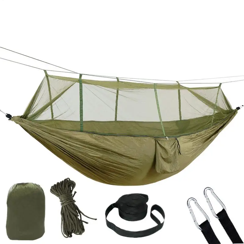 

Portable Double Hammock With Net Outdoor Camping Hammock With Net Mesh Design Outdoor Must-Haves For Backpacking Hiking Beach
