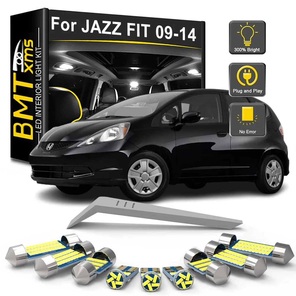 BMTxms 9 szt. Canbus do Honda Jazz Fit MK2 2 II 2009 2010 2011 2012 2013 2014 Samochodowe LED Lampki Wewnętrzne Oświetlenie Czytania Bagażnika