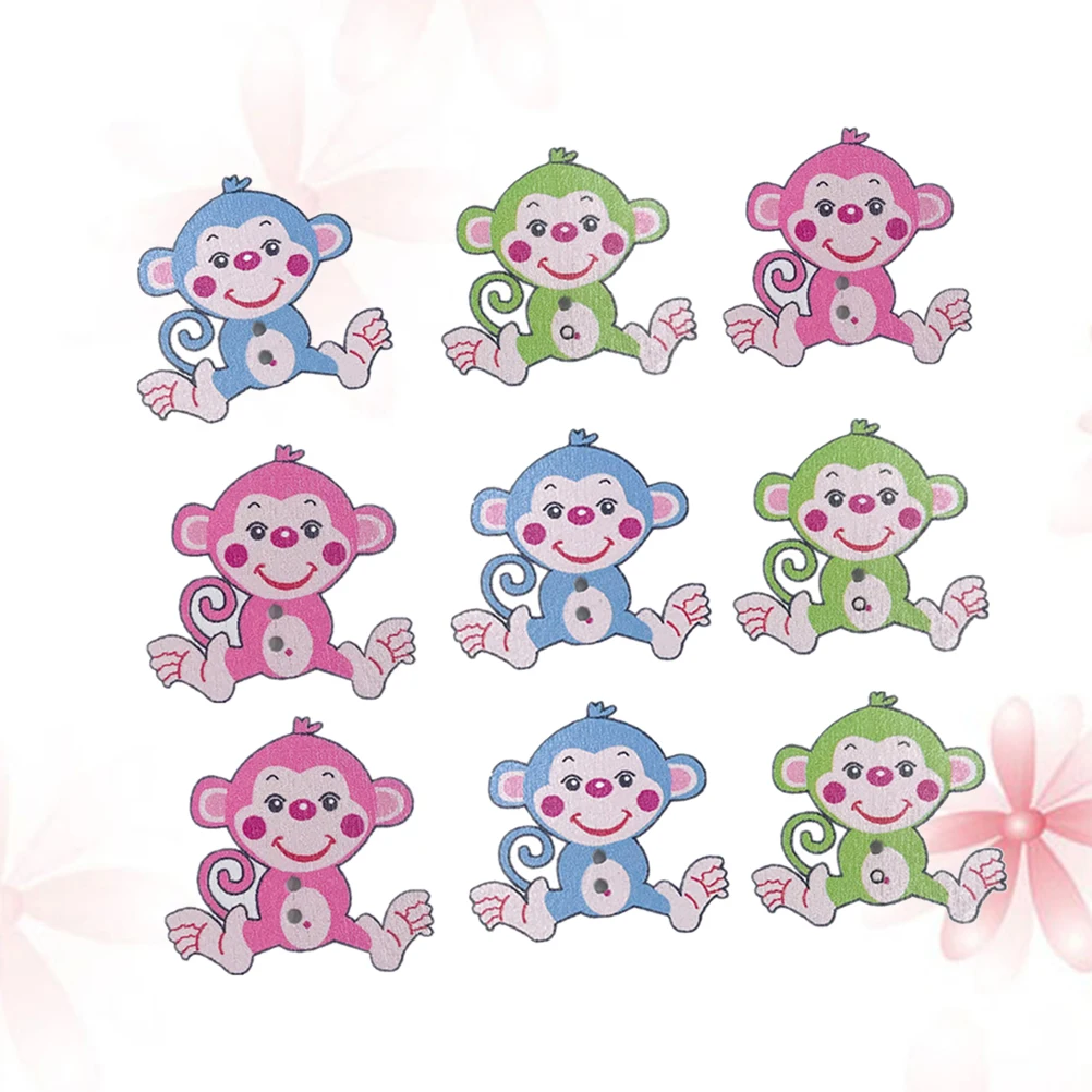 

50pcs Wooden Monkey Buttons Natural Craft Sewing Projects DIY Two Holes Garment Accessories Trimmings Hats Handbags Scarfs