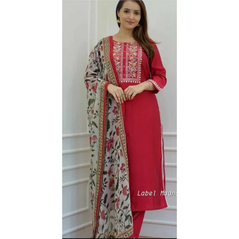 

Women Party Wear Kurti Palazzo & Dupatta Set Indian Wedding Salwar Kameez Suit