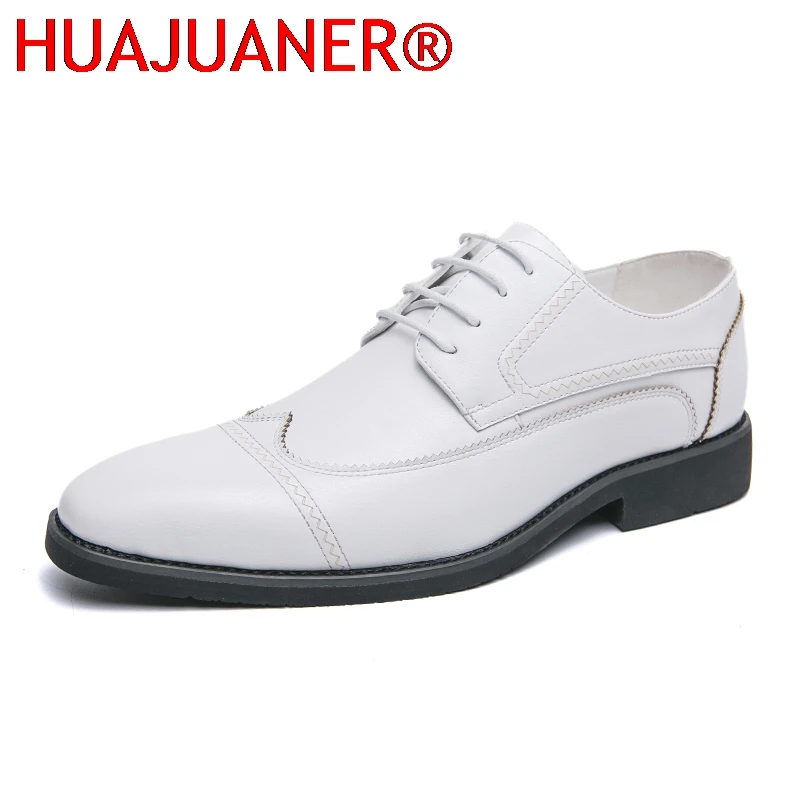 

Oxfords Men Shoes Pointed Toe Fashion Business Casual Party Banquet Daily Retro Carved Lace-up Brogue Dress Shoes