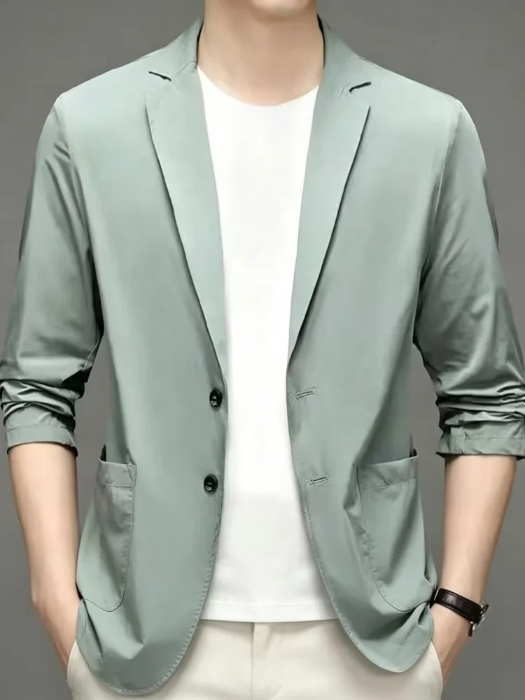 Mens Notch Collar Blazer Single Breasted Slim Fit Casual Jacket Multiple Colors