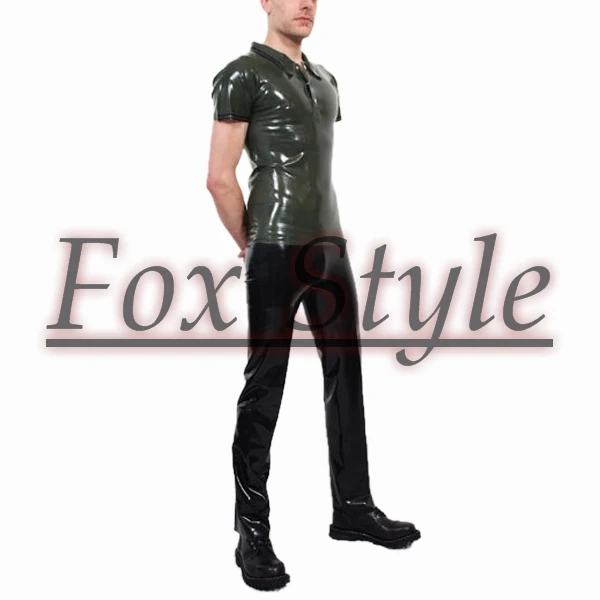 Free shipping latex green shirts in army green and black Men's sets