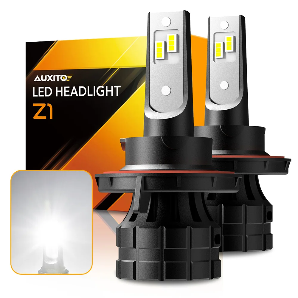 

AUXITO 2Pcs H13 9008 LED Headlight Car Front High Low Beam Lamp 6000K White 10000LM With A Cooling Fan Super Bright 12V Mini