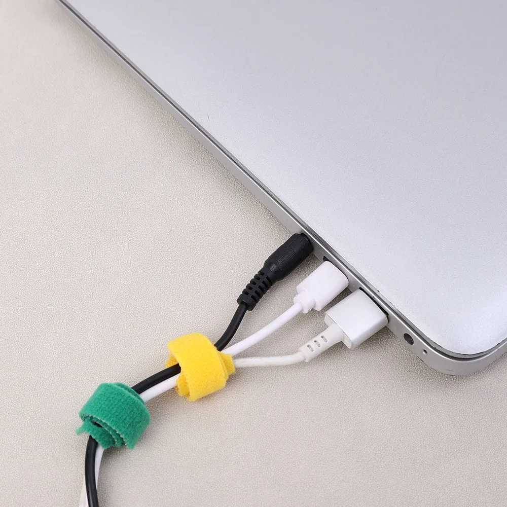 Releasable Nylon Cable Ties Loop Wrap Bundle Tie T-type Cable Organizers Multifunction Network Wire Adhesive Fastener Straps