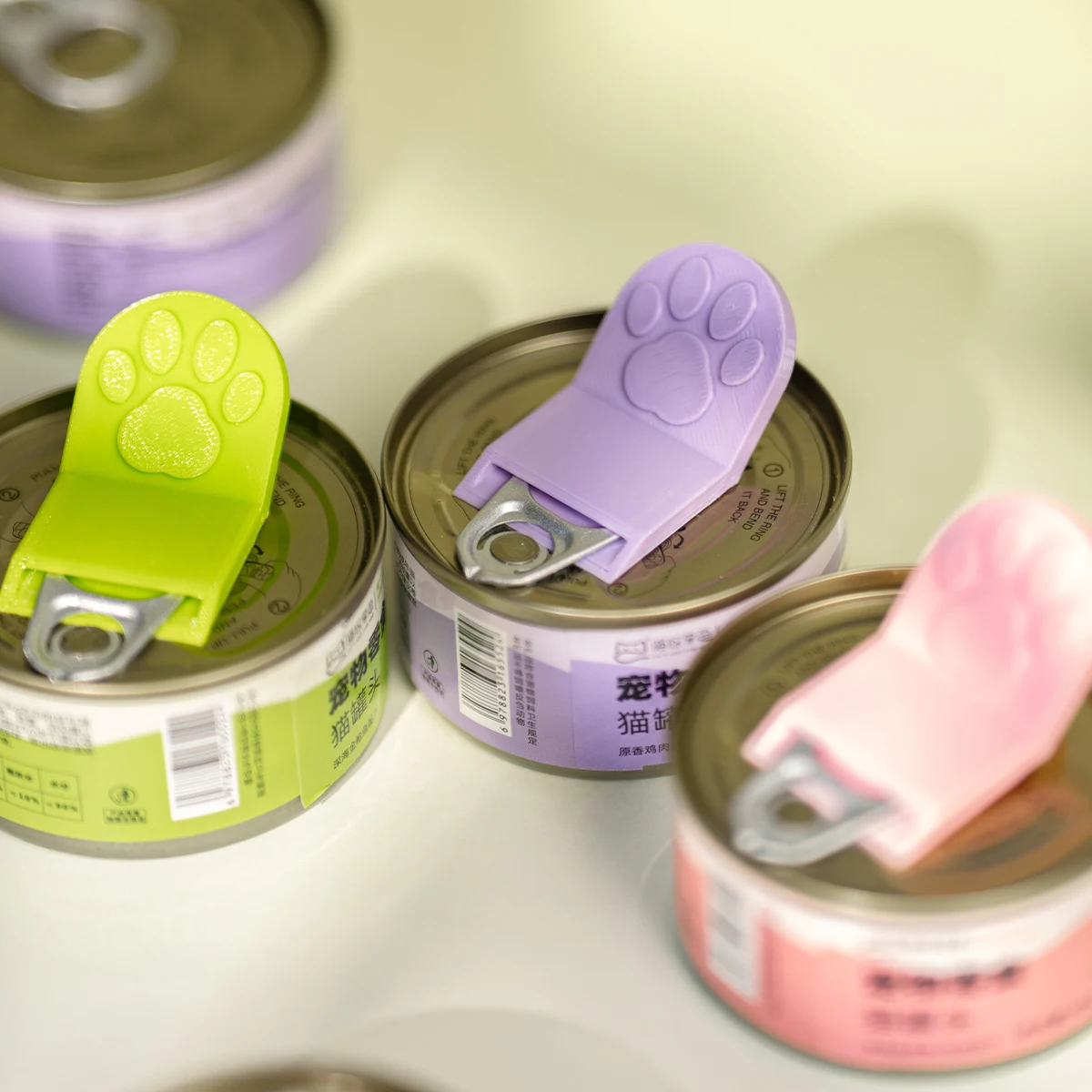 2026 3D Printed Creative Cat Paw Shaped Pet Food Can Opener, Multifunctional Portable Cat Food Can Opener, Safe and Easy to Grip