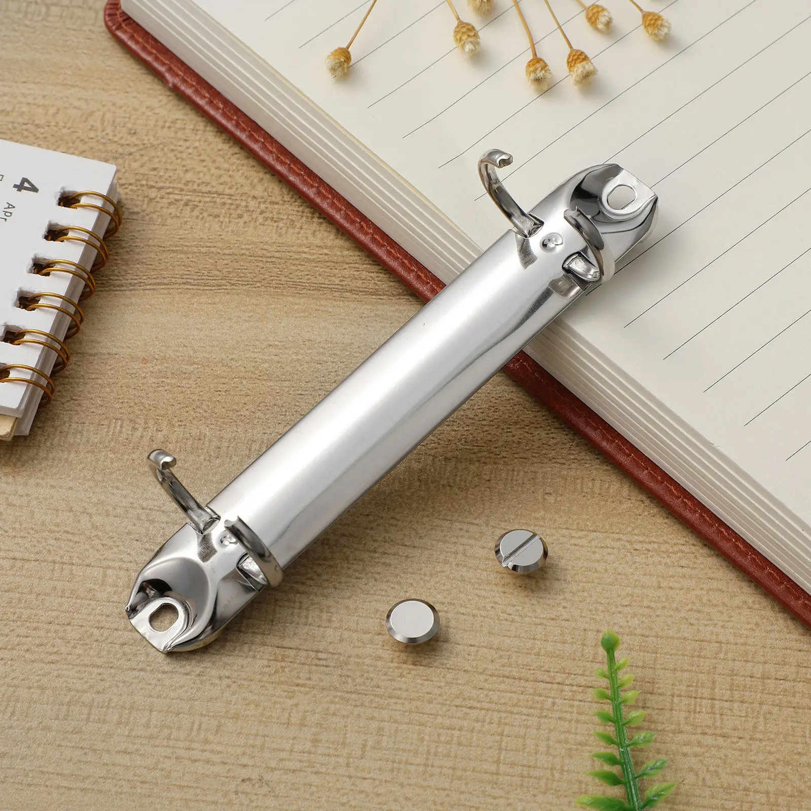 2-Ring Silver Metal Binder Mechanism DIY Planner Book Binder for Notes Documents Folders Notebook Customization Portable