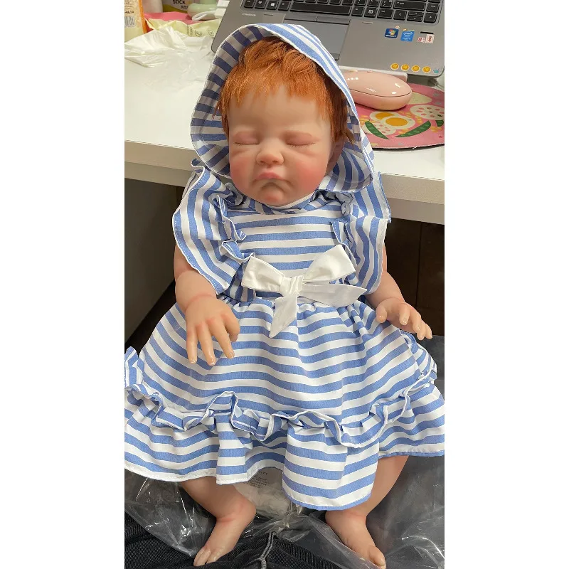 

Реалистичная кукла реборн 20 дюймов, уже окрашенная, готовая, август, Спящая кукла-младенец, 3D-картина с видимыми венами