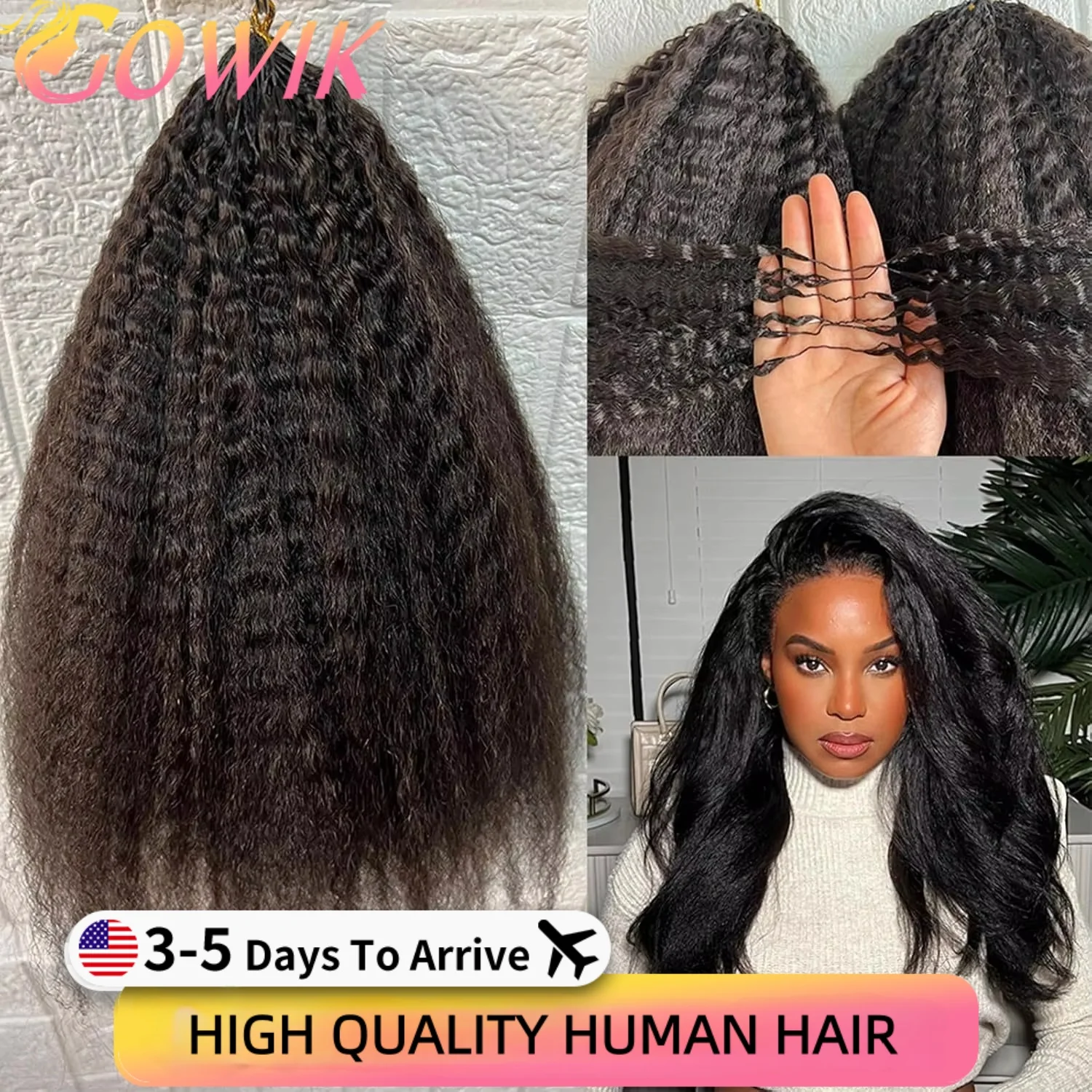 Extensiones de Cabello Humano Kinky Straight para Crochet, Espirales Pequeñas, Cabello para Crochet Deep Pixie, Trenzas Milagrosas Pre-Separadas Sin Nudos