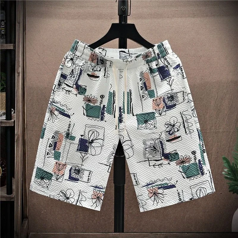 Широкий шнурок с карманами, пляжные мужские короткие брюки, свободные мешковатые шорты в корейском стиле, тонкие шорты Y2k для мужчин