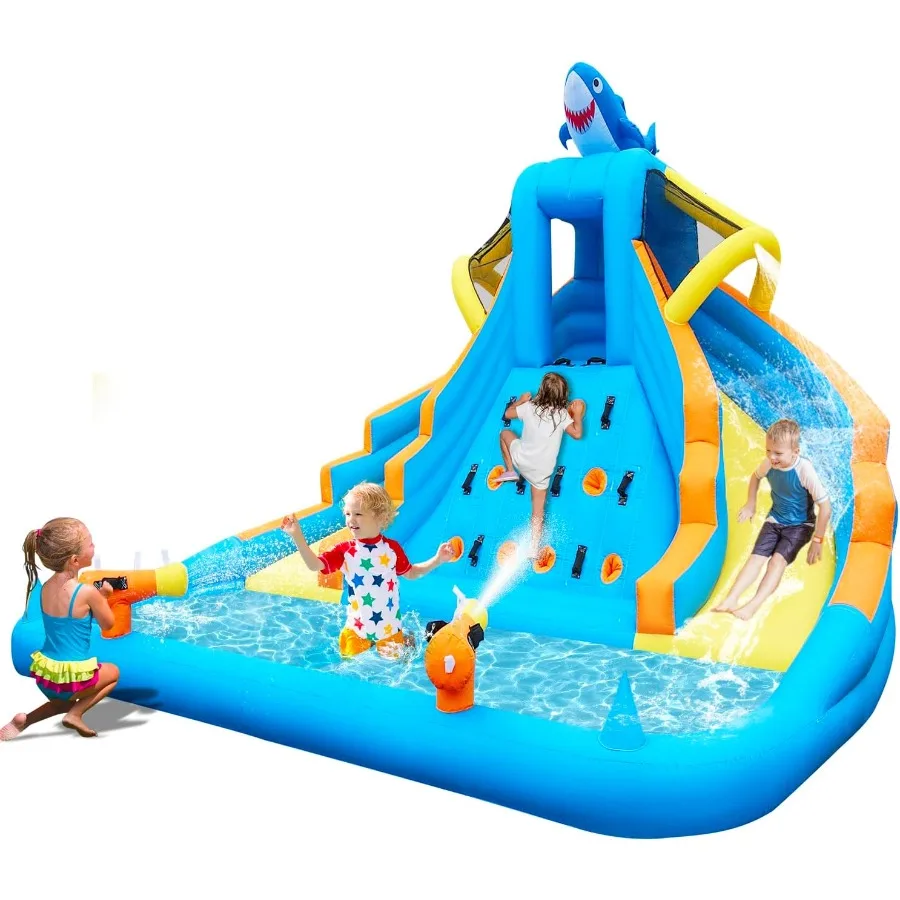 

Надувная водная горка для развлечения на заднем дворе, большая двойная полоса для взрослых, уличные водяные горки со спринклером, отражающая зона, взорвать воду P