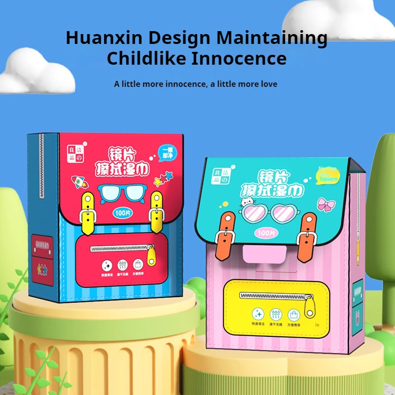 

100pcs Anti-Fog Lens and Cleaning Wipes Cartoon Pattern Design for Metal Jewelry Wipes Mobile Screen and Glasses Cloth Wipes