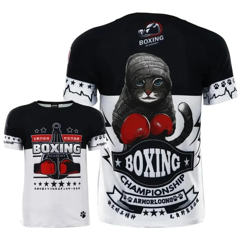 Nowa letnia koszulka z motywem Muay Thai z grafiką i krótkim rękawem T-shirty MMA dla mężczyzn fajne Hip hopowe sporty gimnastyczne Plus duże