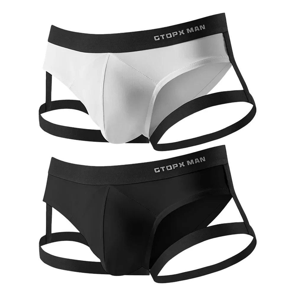 Men's panties underwear Jockstrap Bandage Panties Sissy Pouch Gay Briefs Black White Breathable Backless Briefs underpants men