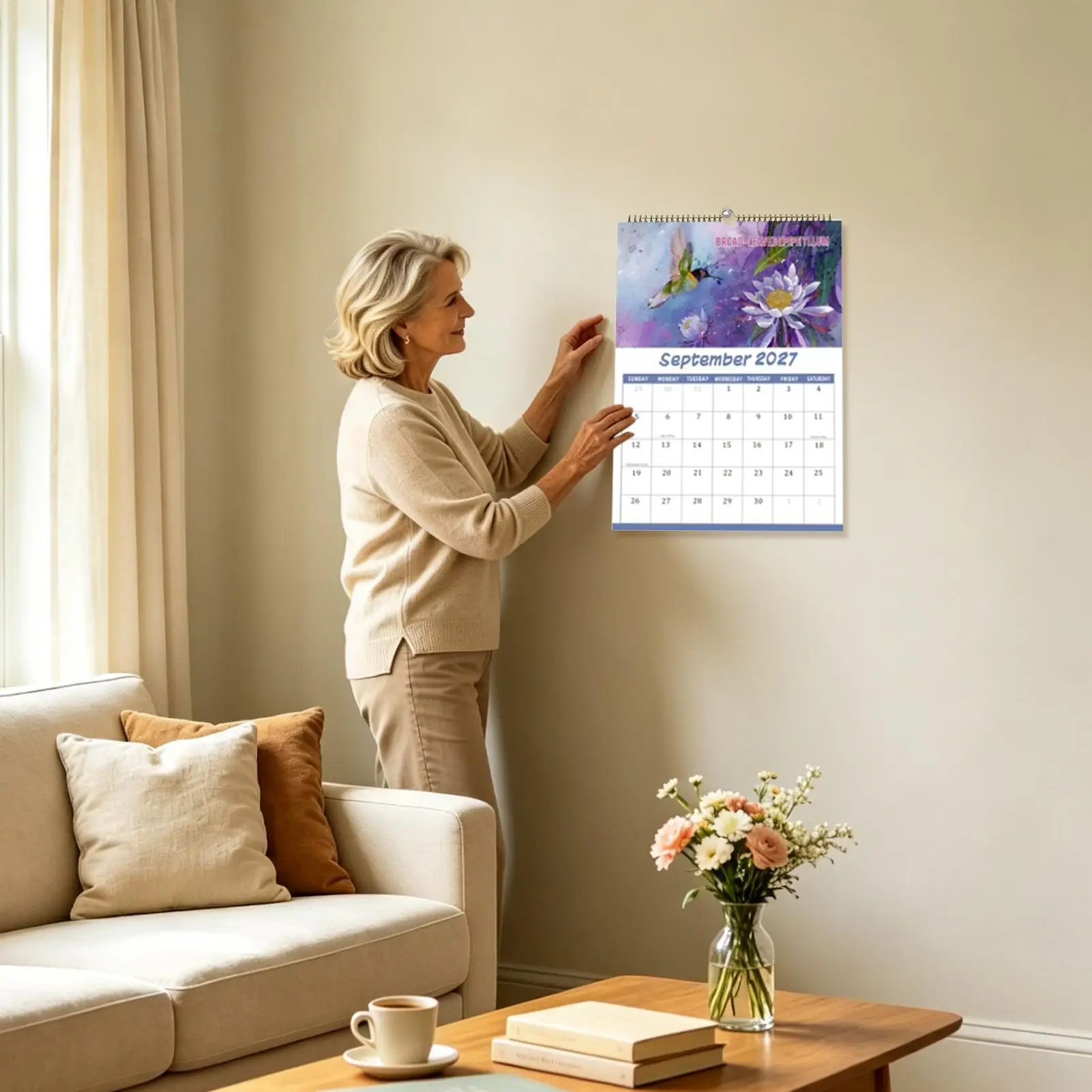 2027 Bird Calendar 12-Month Floral Writing Planner Offices Wall Calendar For Habit Health Mental Study School Task Home Exercise