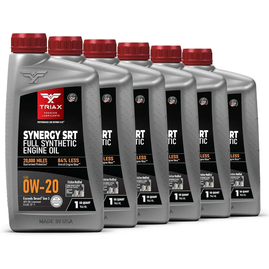 

Synergy SRT 0W20 Full Synthetic Friction Modified Engine Oil 20K Miles API SP Licensed 3x Wear Protection Nano Boron and Moly F