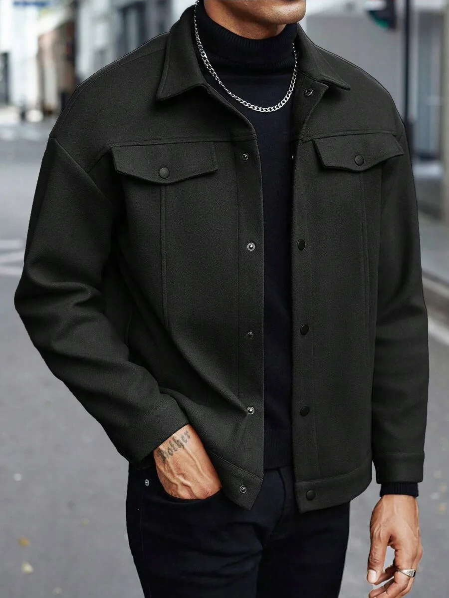 2025 Autumn/Winter New European Men's Jacket Fashion High Street Woolen Jacket