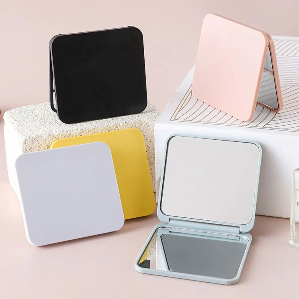 ABS Portable Folding Mirror Square High Definition Double Sided Vanity Mirror Compact Korean Style Desktop Decorative Mirror