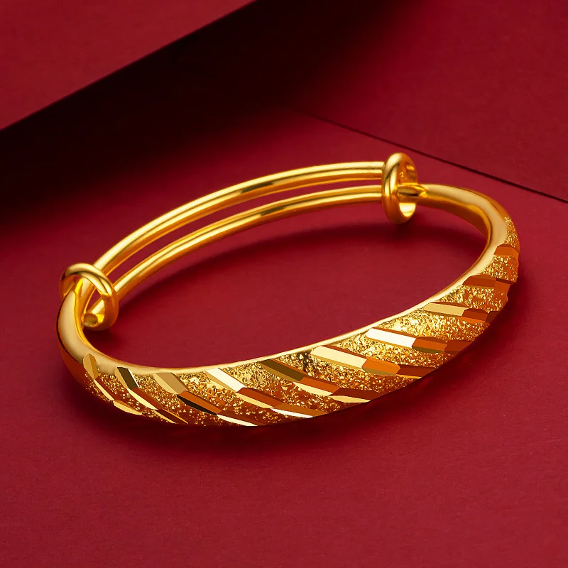 UMQ Yellow Gold Plated Bracelet Bangles for Women Bride Push-pull Small Fish Meteor Shower Bracelets Fine Jewelry Festival Gifts