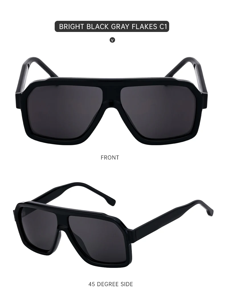 2026 Modische Quadratische Großrahmen-Sonnenbrille für Herren und Damen Luxusmarke Retro Übergroße Shield-Brille für Männer Outdoor-Fahrbrillen – Detail 13