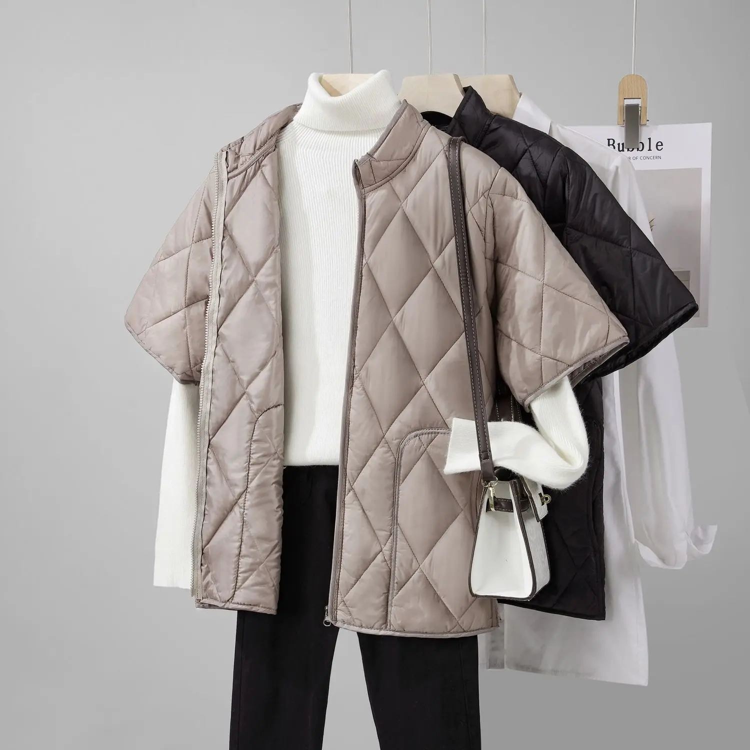 

Men's Cotton Vest Half Sleeve Autumn Winter New Style Warm Healthcare Home Shoulder Protection Large Size Rhombus Cotton Jacket