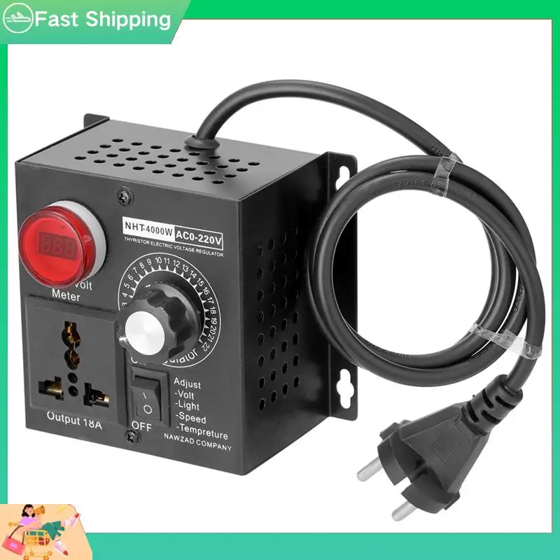 

4000W Compact Variable Voltage Controller Portable SCR Voltage Regulator For Speed Temperature Adjustment EU Plug-Tvdae