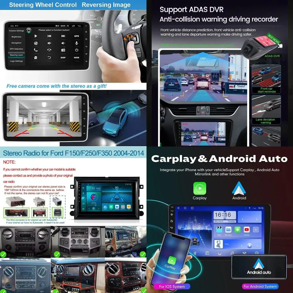 

4G+64G 7'' Android 13 Car Stereo for Ford F150 2004 2005 2006 2007 2008 2009 2010 2011 2012 2013 2014 Touch Screen W/Wireless Ca