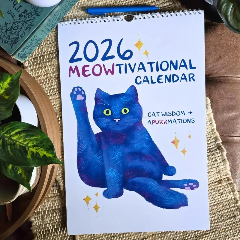 

Развивающий кошачий календарь на 2026 — настенный календарь с ежедневными позитивными вибрациями и вдохновением кошачьей кожи