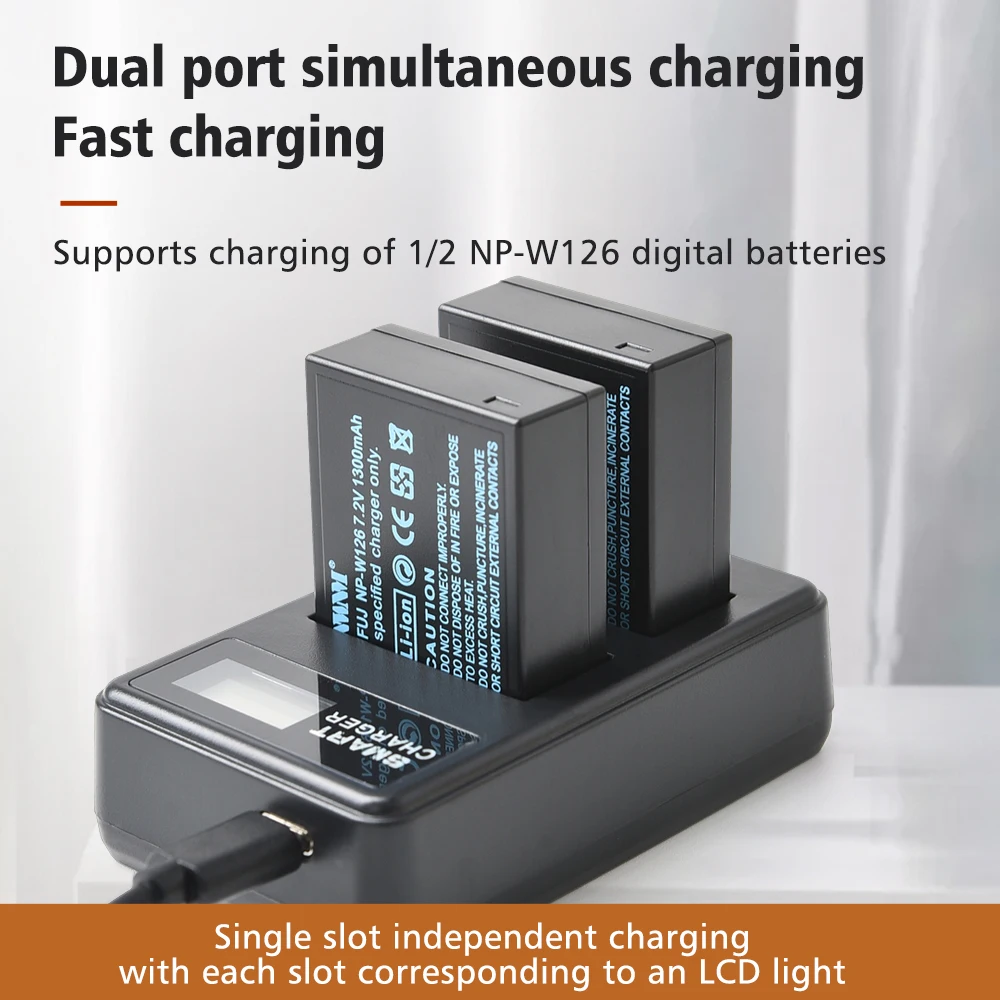 NP-W126 NP-W126S W126S Batería + Nuevo cargador dual LED para Fuji X-Pro1, HS30EXR HS33EXR X-T20 X100F X-H1 XH1 X-A5 X-A20