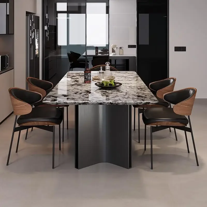 

Brazil imported snow mountain orchid luxury stone round dining table Italian designer household round table