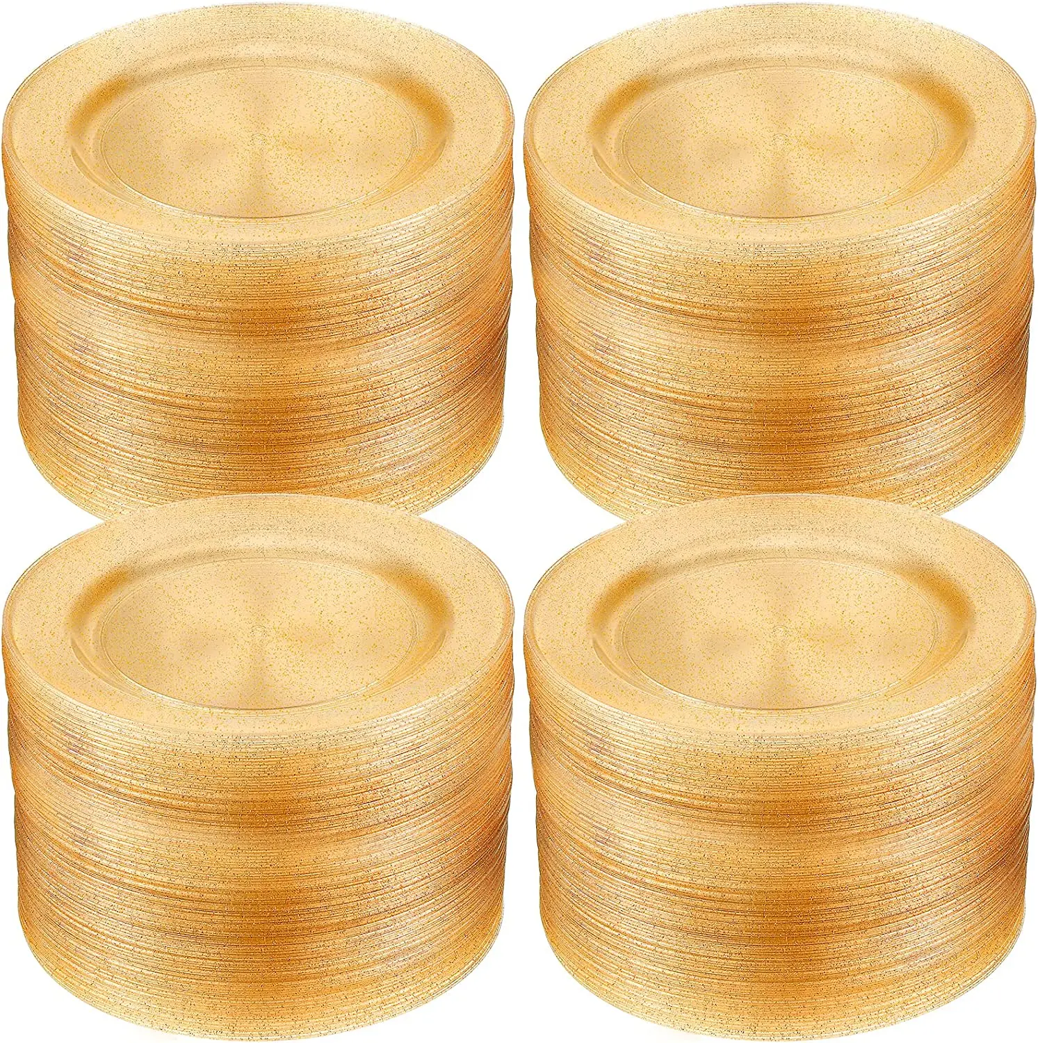200-100個ゴールドプラスチックplates-75inch使い捨てゴールドグリッター前菜プレート-プラスチックサラダ-デザートプレート結婚式-パーティー