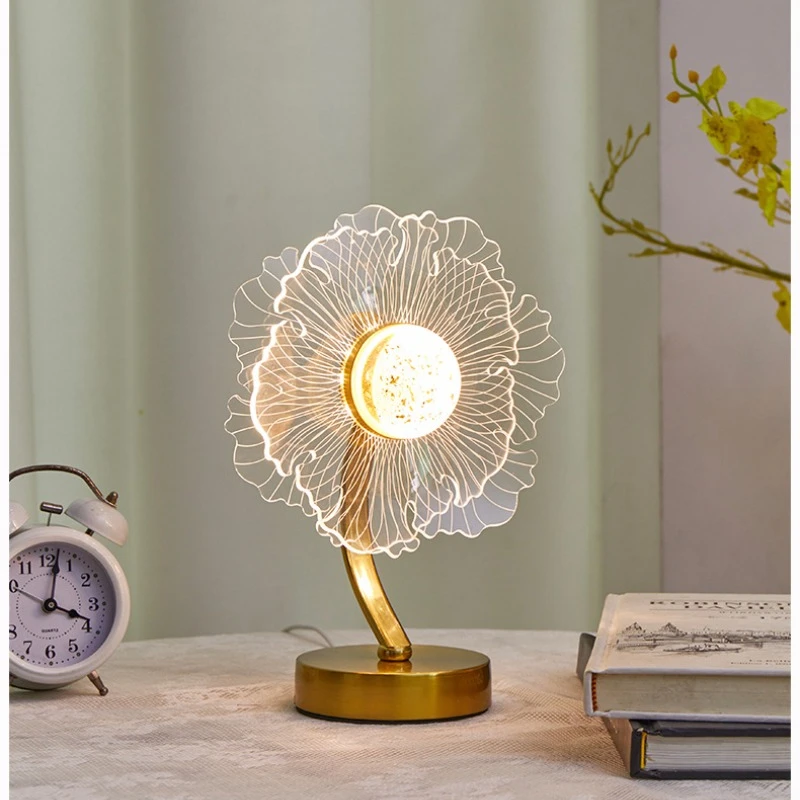 New Creative Acrylic Sunflower Table Lamp LED Bedroom Atmosphere Decoration Bedside Lamp Birthday Gift night light