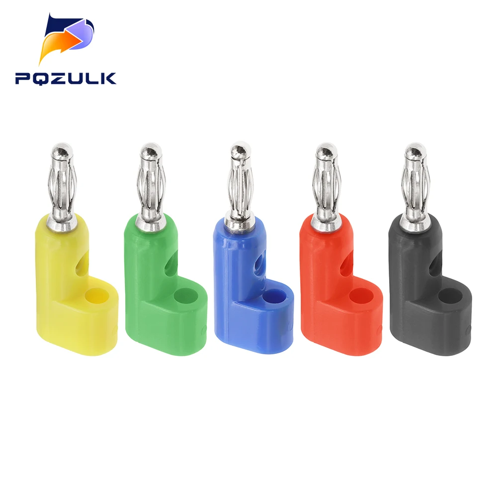 5PCS Electrical Connecting Tool 4mm bending Banana Jack Plug Socket for Binding Post Test Probes Terminal Connector L the shape