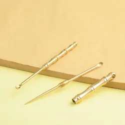 Cuchara multifuncional portátil para los oídos, palillo de dientes de latón puro, más fuerte que la herramienta de hilo Dental