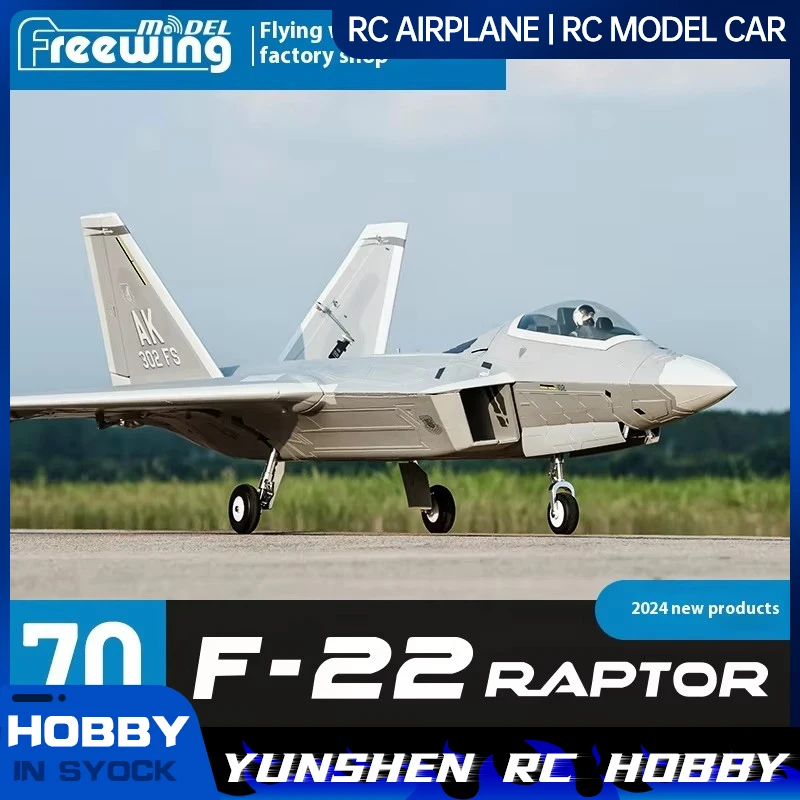 

Freewing 70mm F-22 Raptor Stealth Painted Fighter Rc Plane Remote-Controlled Single Engine Ducted Assembly Fixed Wing Model