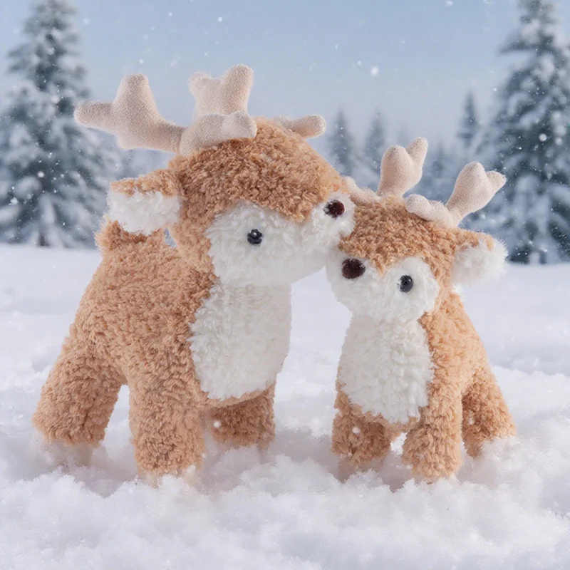 New Kawaii Christmas Elk Plush Dolls Stuffed Soft Plant Toys Sika Deer For Kids Family Xmas Decoration Gift