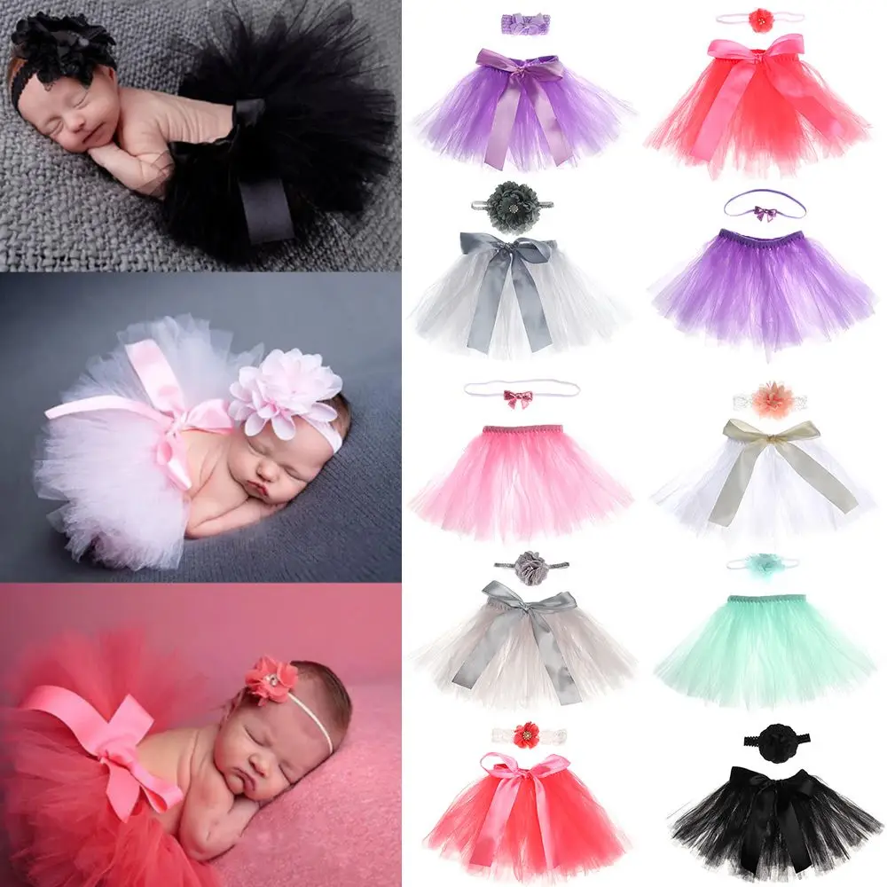 

1Set Fashion Photography Prop Newborn Clothes Newborns Costume Baby Headband Infant Tutu Skirt Hairband