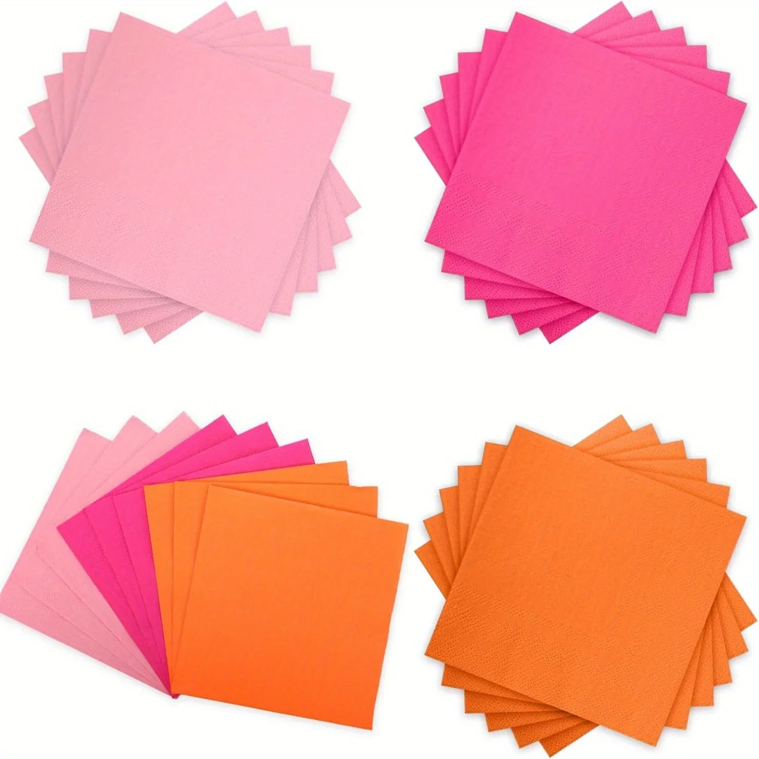 120 Stück Papierservietten, 12,7 x 12,7 cm, mehrfarbige Getränkeservietten, 3 Farben, Abendessenservietten, orangefarbene Gästeservietten, Einweg – Detail 2
