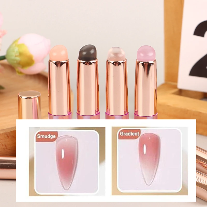 Nail Art Silicone Applicator Stick Chrome Pigment Dust Portable Round Head Like Fingertips Q Soft Lipstick Brush Concealer Brush