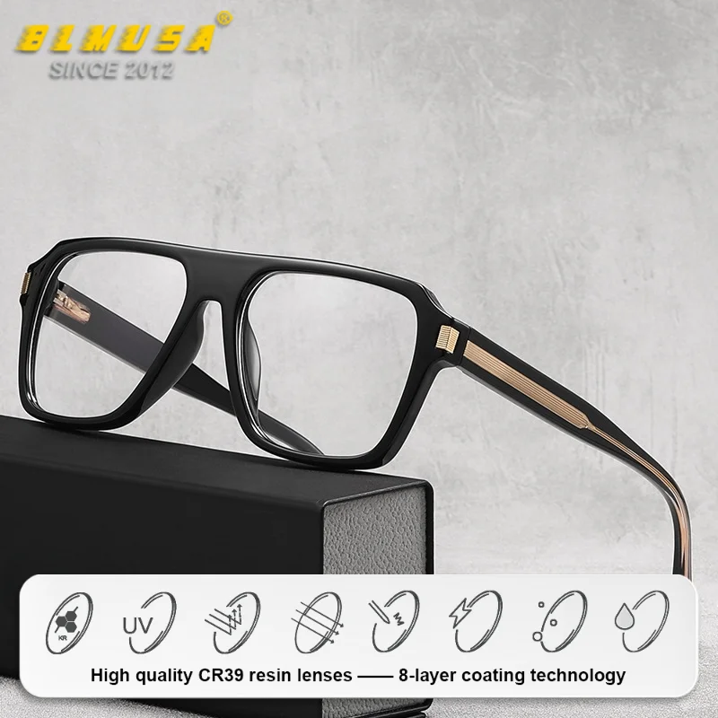 BLMUSA (M) High Quality Square Myopia Prescription Computer Glasses Blue Light Filter Photochromic Multifocal Eyeglasses For Men - Image 2