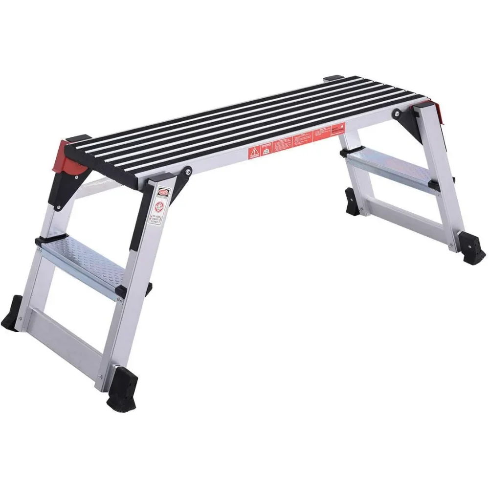 

Aluminum Platform Non-Slip Folding Work Bench Drywall Stool Ladder 330lbs Capacity