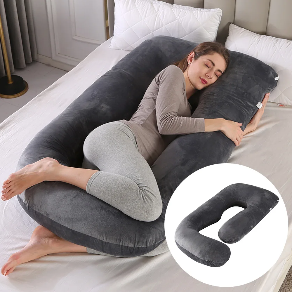 Crystal velvet J-type pregnant woman pillow breast-feeding pregnant woman abdomen pillow core side sleeping pillow waist pillow