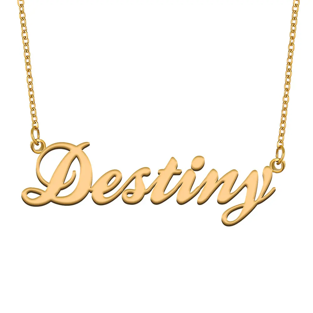 Destiny Name Necklace for Women Stainless Steel Jewelry Gold Plated Nameplate Pendant Femme Mothers Girlfriend Gift