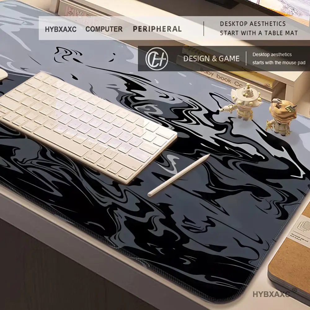 HYBXAXC Gaming Mouse Pad  Abstract Black Gray Desk Mat Full Size  Non Slip Premium Minimalist Design