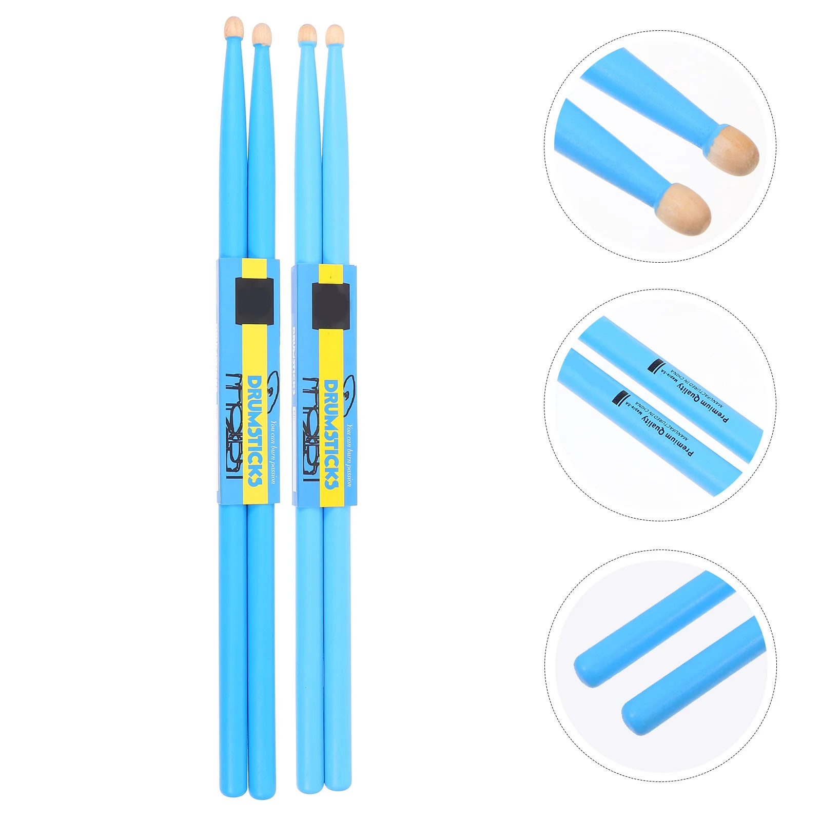 

2Pairs Drumsticks Maple Tip Wood Material Balanced Weight for Better Control Percussion Drum Tool All Skill Levels Performance